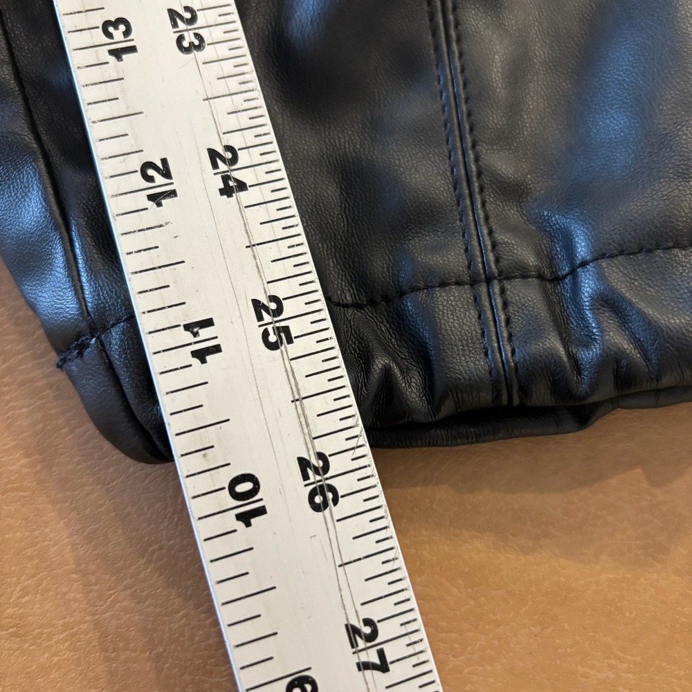 Zara NWT Women Faux Leather Jogger Pants Black Elastic Waist Drawstring Small - Picture 5 of 10